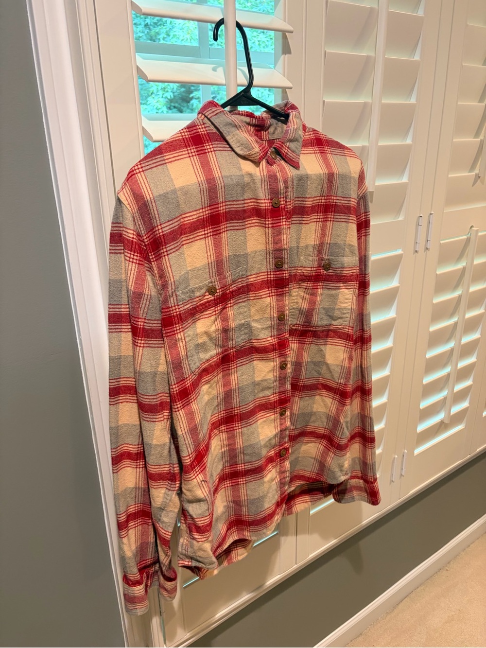 J. Crew Red and Gray Plaid Button-Down Shirt